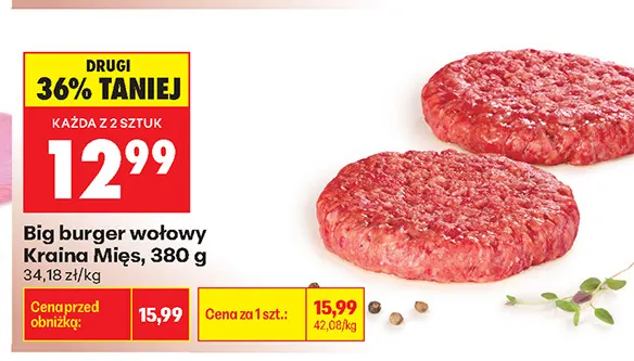 Big burger wołowy Kraina Mięs promocja w Biedronka