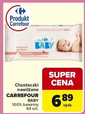 Chusteczki nawilżane 100% bawełny promocja w Carrefour Market