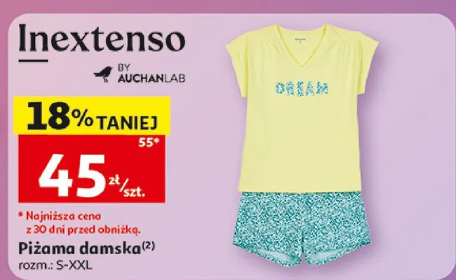 Piżama damska Inextenso promocja w Auchan