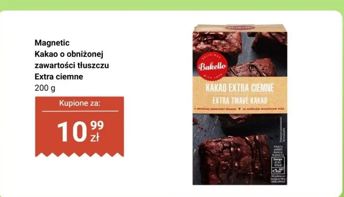 Kakao o obniżonej zawartości tłuszczu Extra ciemne promocja w Biedronka