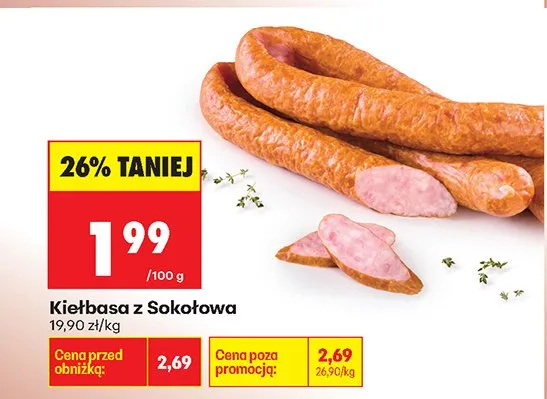 Kiełbasa z Sokołowa promocja w Biedronka