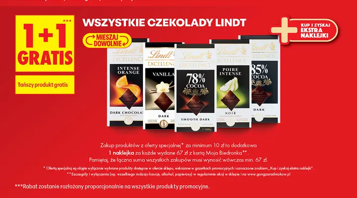 Czekolada Lindt Excellence 85% Cocoa promocja w Biedronka