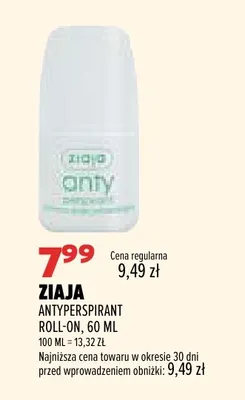 Antyperspirant roll-on Ziaja promocja w Drogerie Natura