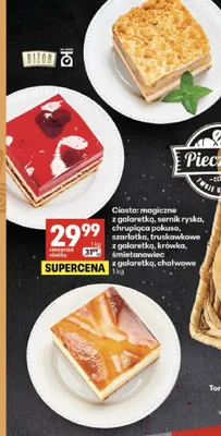 Ciasto truskawkowe z galaretką Bizon promocja w Delikatesy Centrum