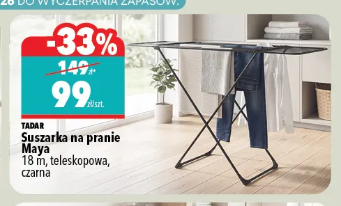 Suszarka na pranie Maya 18 m teleskopowa czarna Tadar promocja w Biedronka Home