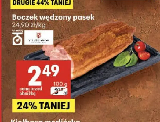 Boczek wędzony pasek Stanisławów promocja w Delikatesy Centrum