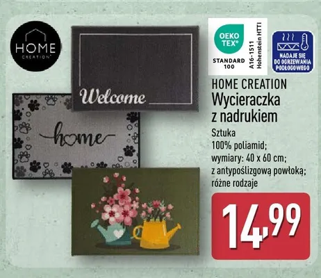 Wycieraczka z nadrukiem HOME CREATION 100% poliamid z antypoślizgową powłoką 40x60cm promocja w Aldi