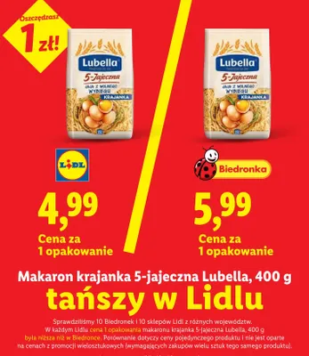 Makaron krajanka 5-jajeczna Lubella promocja w Lidl