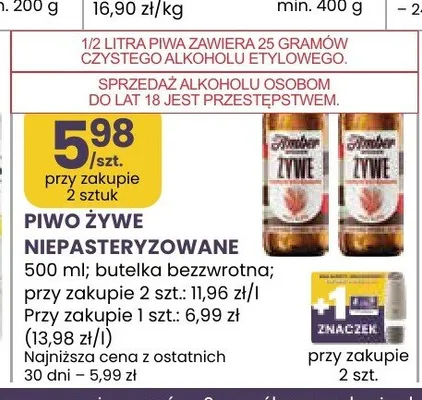 Piwo Żywiec Niepasteryzowane promocja w Stokrotka