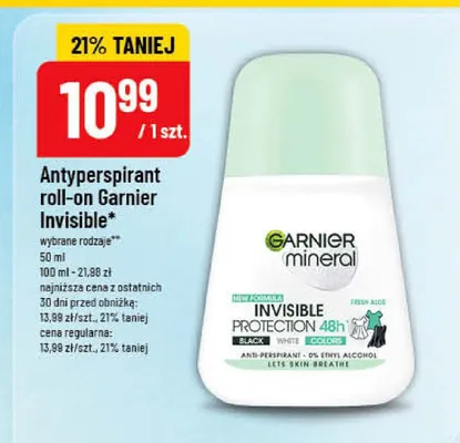 Antyperspirant roll-on Garnier Invisible promocja w POLOmarket