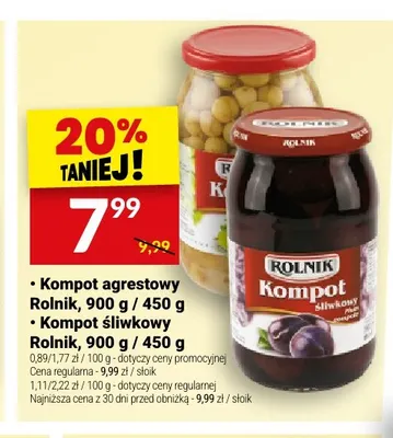 Kompot agrestowy Rolnik promocja w Twój Market