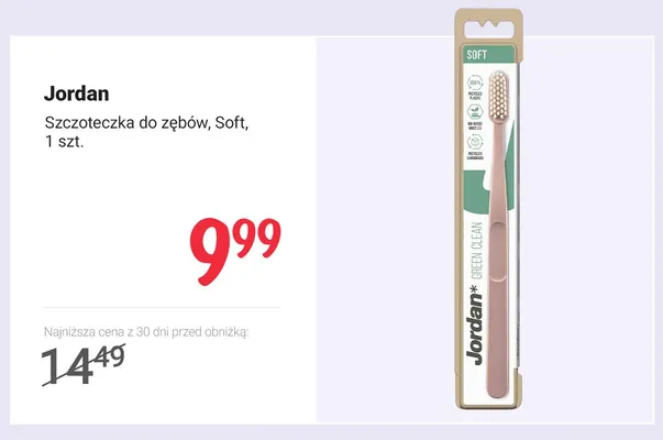 Szczoteczka do zębów Jordan Green Clean Soft promocja w Rossmann
