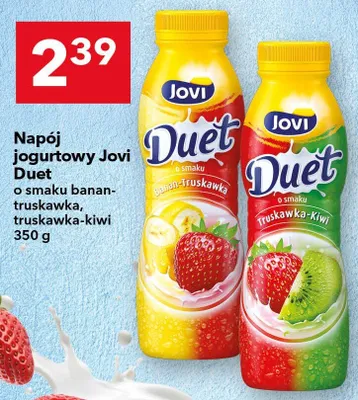 Napój jogurtowy Jovi Duet o smaku truskawka-kiwi promocja w LEWIATAN