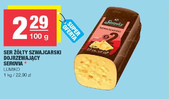 Ser żółty szwajcarski dojrzewający Serovia promocja w SPAR
