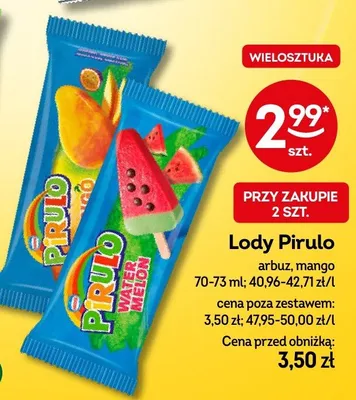 Lody pirulo arbuz, mango promocja w Żabka