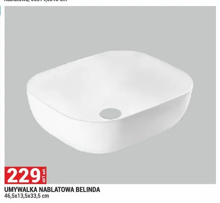 Umywalka nablatowa Belinda 46,5x13,5x33,5cm promocja w Merkury Market