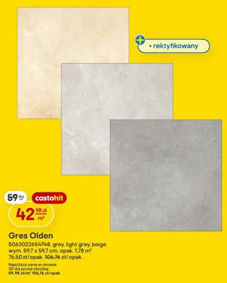 Gres rektyfikowany Olden promocja w Castorama
