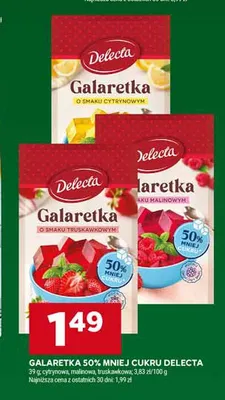 Galaretka 50% mniej cukru Delecta o smaku truskawkowym promocja w Stokrotka