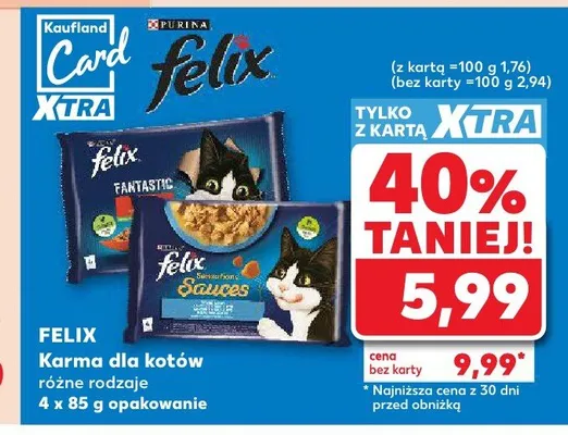 Karma dla kotów Felix Fantastic 4-pak 85g promocja w Kaufland