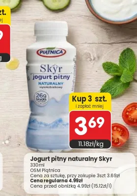 Jogurt pitny naturalny Skyr Piątnica promocja w Market Point