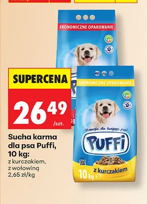 Sucha karma dla psa Puffi z kurczakiem promocja w Biedronka