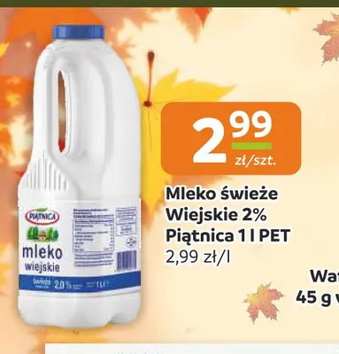 Mleko świeże Wiejskie Piątnica 2% promocja w Społem Częstochowa