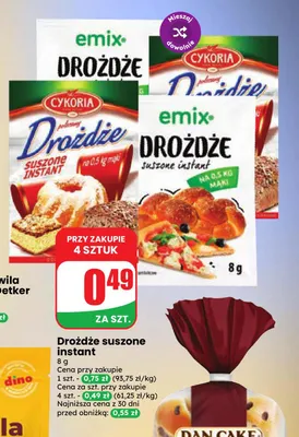 Drożdże suszone instant Emix promocja w Dino