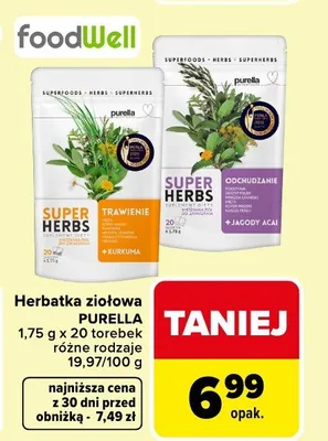 Herbatka ziołowa Purella różne rodzaje promocja w Carrefour