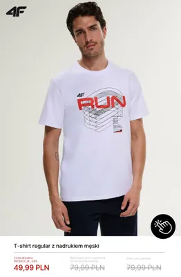 T-shirt regular z nadrukiem męski 4F promocja w 4F