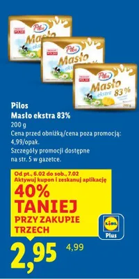 Masło ekstra Pilos 83% promocja w Lidl