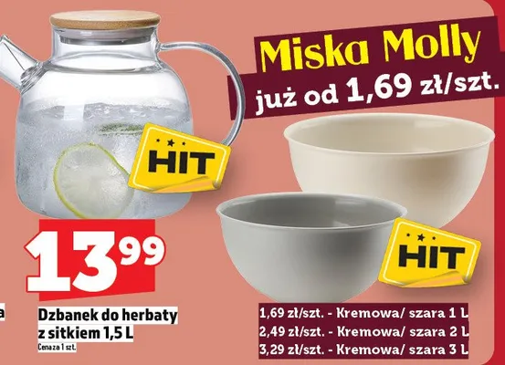 Miska Molly kremowa/szara 2 L promocja w TOPAZ