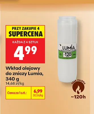 Wkład olejowy do zniczy Lumia promocja w Biedronka