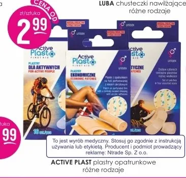 Plastry opatrunkowe Active Plast promocja w Drogerie Jasmin