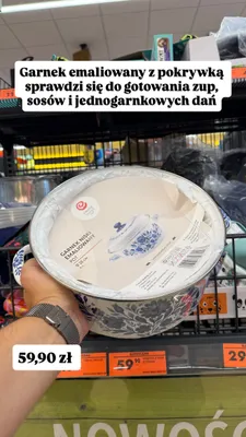 Garnek niski emaliowany Emalia Olkusz 28 cm promocja w Biedronka
