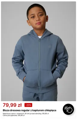 Bluza dresowa regular z kapturem chłopięca 4F promocja w 4F