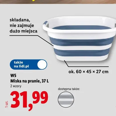 Miska na pranie składana W5 37 l 60x45x27 cm promocja w Lidl
