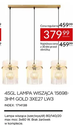45GL lampa wisząca 15698-3HM Gold 3xE27 LW3 promocja w Abra Meble