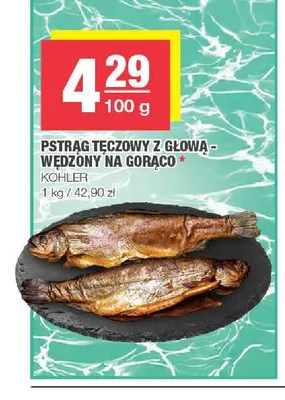 Pstrąg tęczowy z głową wędzony na gorąco Kohler promocja w SPAR