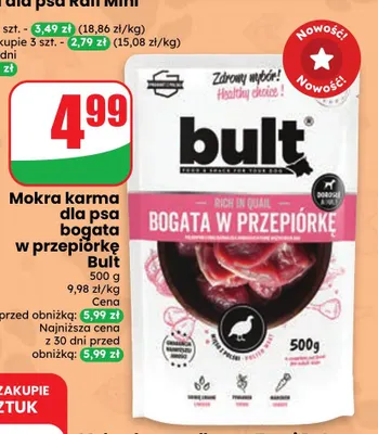 Mokra karma dla psa bogata w przepiórkę Bult promocja w Dino
