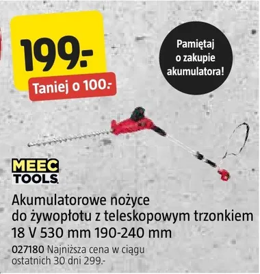Akumulatorowe nożyce do żywopłotu z teleskopowym trzonkiem 18 V 530 mm 190-240 mm promocja w Jula