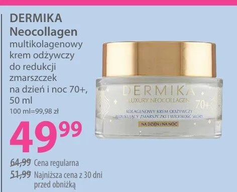 Multikolagenowy krem odżywczy do redukcji zmarszczek na dzień i noc 70+ Dermika Neocollagen promocja w Hebe