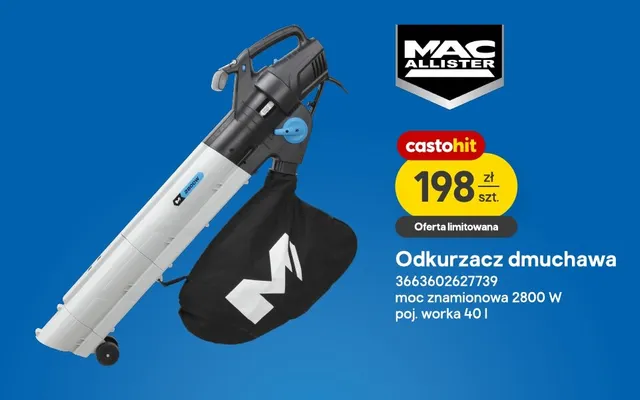 Odkurzacz dmuchawa Mac Allister promocja w Castorama