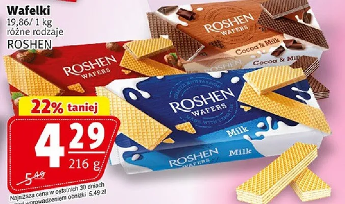 Wafelki Roshen Milk promocja w Prim Market