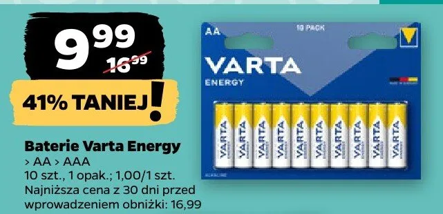 Baterie Varta Energy AAA 10szt promocja w Netto