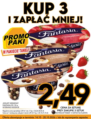 Jogurt kremowy Fantasia z płatkami w czekoladzie Danone promocja w Kupiec