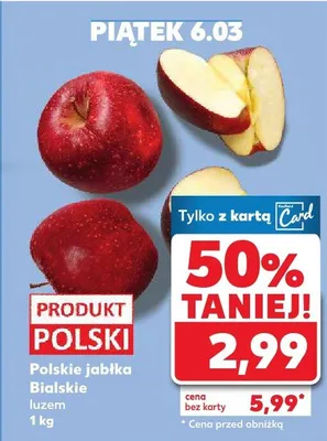 Jabłka polskie Bialskie luzem promocja w Kaufland