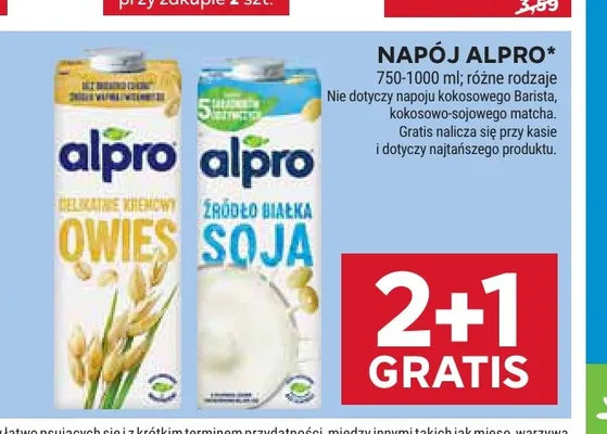 Napój owsiany Alpro promocja w Stokrotka