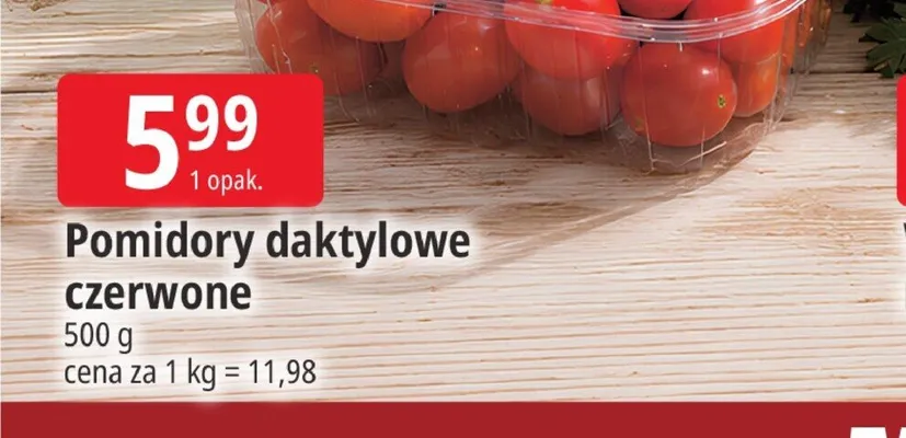 Pomidory daktylowe czerwone promocja w Leclerc