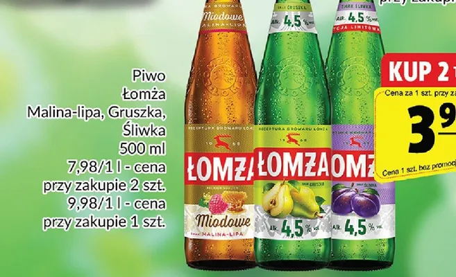 Piwo Łomża Malina-lipa, Gruszka, Śliwka promocja w Prim Market