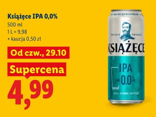 Piwo bezalkoholowe Książęce IPA promocja w Lidl